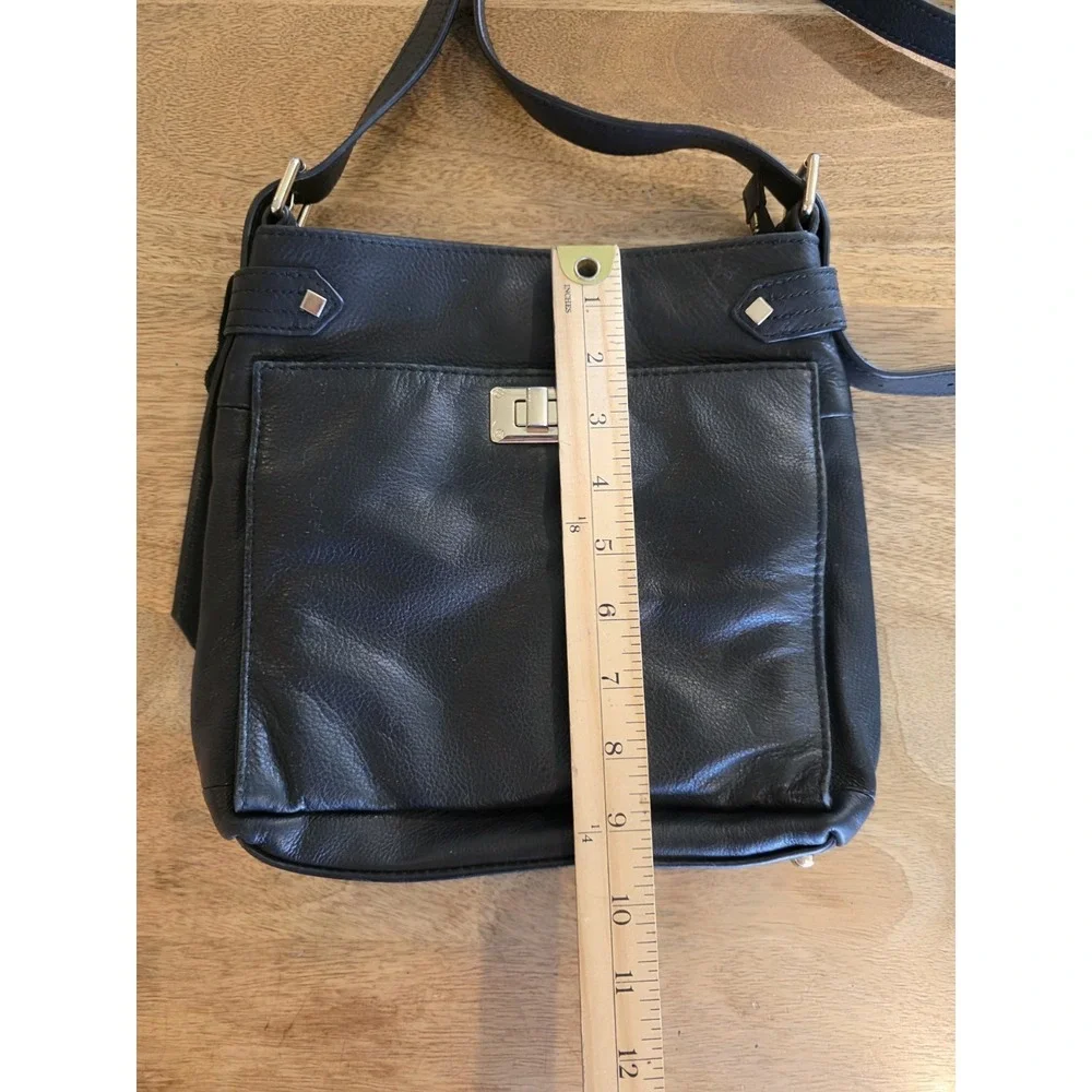 Rachel Roy Purse Genuine Leather Crossbody Black Shoulder Bag Medium
